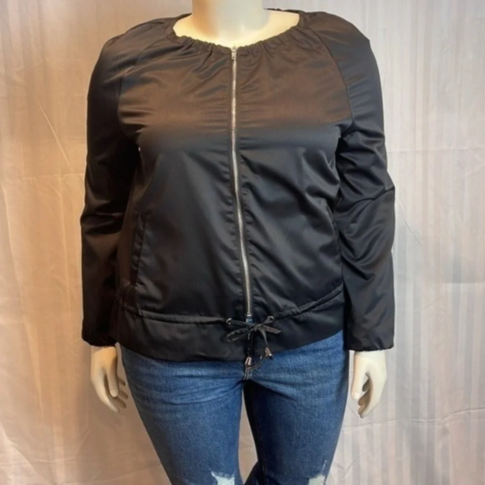 Meaneor Black‎ lightweight Water Resistant Zip Front Jacket Size XL